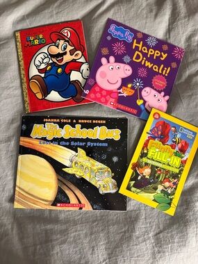 Book Bundle Peppa Pig, Super Mario, Magic School Bus, National Geographic